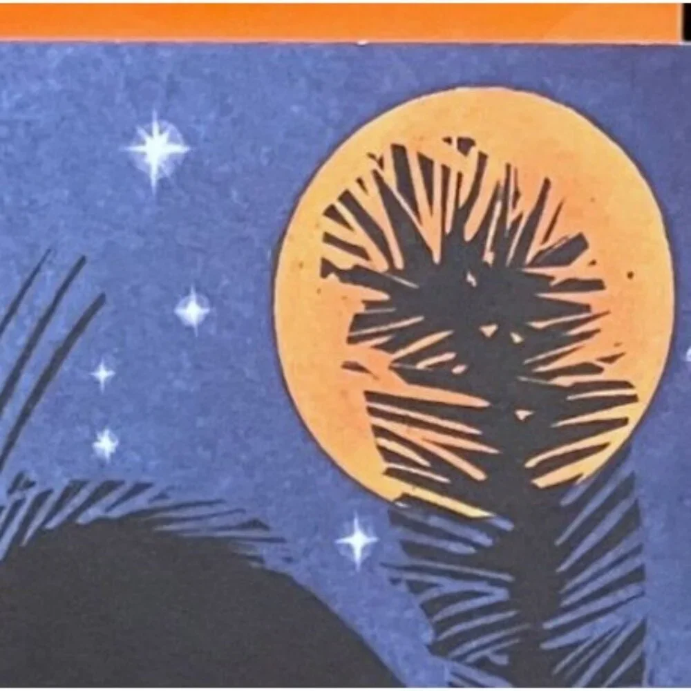 VTG Halloween Greeting Card Black Cat Pumpkin Moon 100% Recycled Paper NOS 1988
